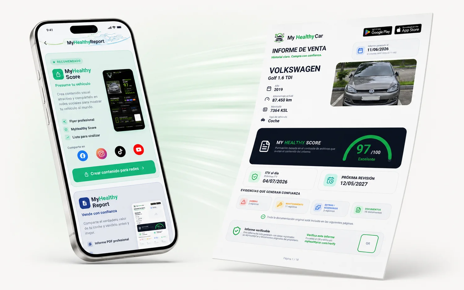 El informe de venta saliendo del móvil desde la pantalla de informes de la app